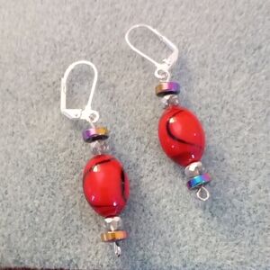 Elegant Red and Silver Earrings